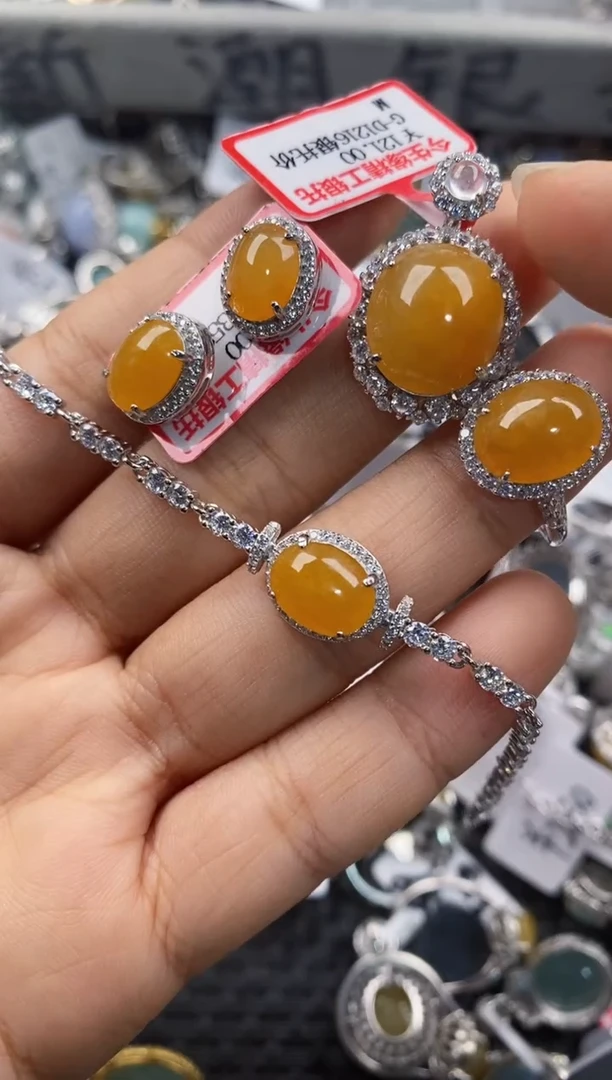 银S925镶嵌戒指翡翠小**子111--7