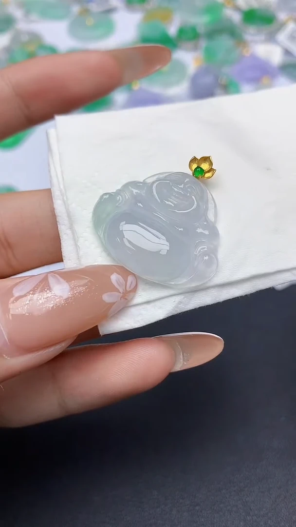 颈饰18K金镶嵌翡翠A货假一赔三支持复检百元上九元证书费自理