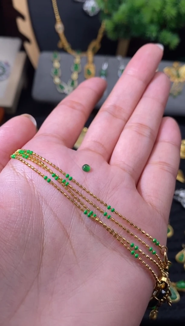 项链银S925镶嵌翡翠可调节项链1条（长度：50）