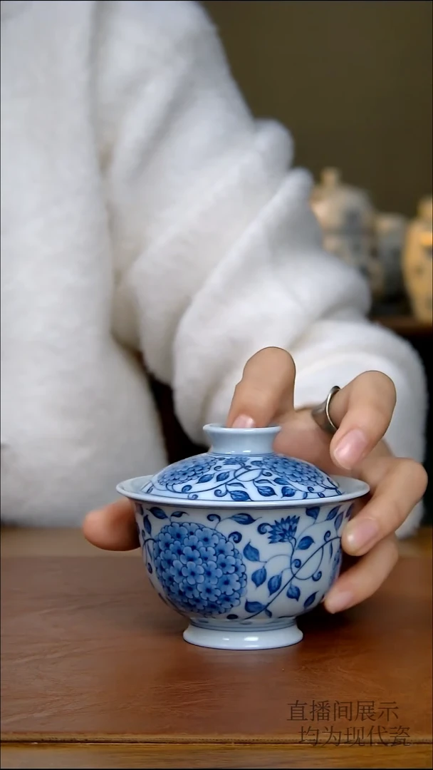 其他瓷绣球花两才盖碗
