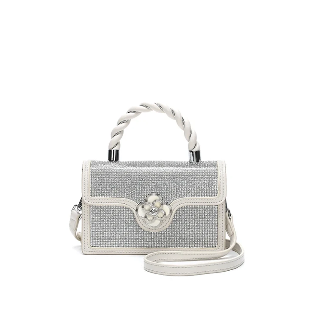 轻奢气质满钻手提包女小众镶钻单肩斜款小方包A0552