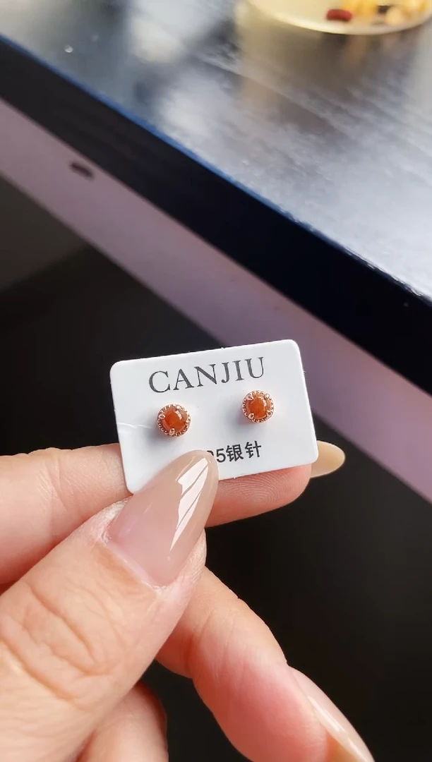 银S925镶嵌翡翠耳饰12