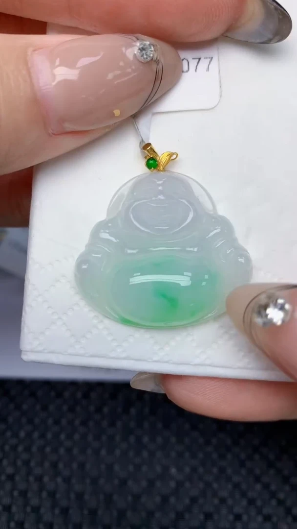 颈饰18K金镶嵌翡翠天然缅甸翡翠a货百元以上9元证书费自理