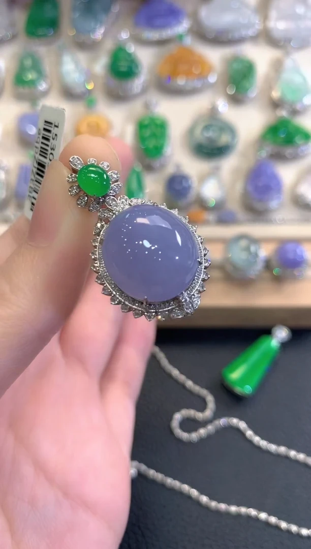 吊坠(不含链)18K金镶嵌翡翠秋日珠宝W45 紫货有色差