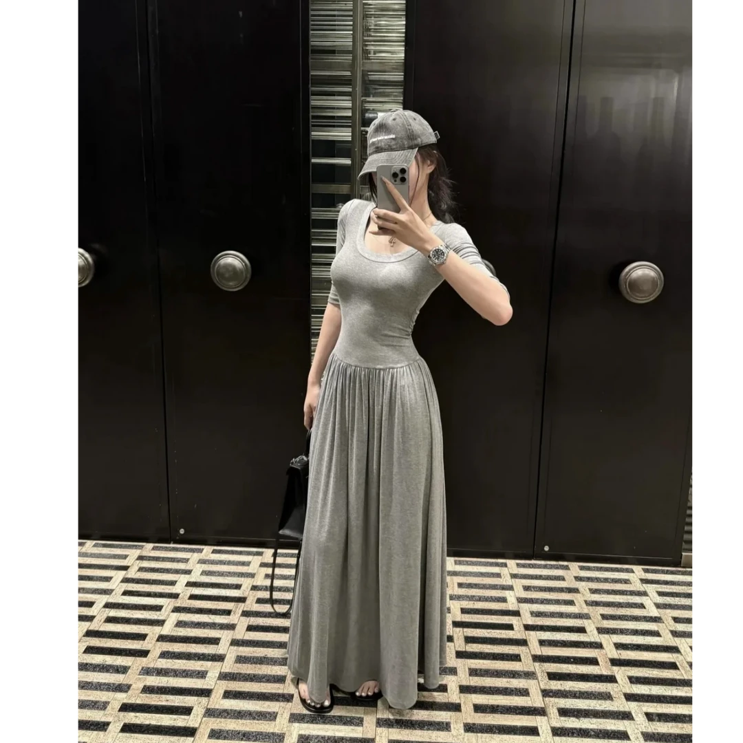 【薯片的芭蕾裙】chao显瘦U领修身芭蕾裙女夏季款大裙摆芭蕾风a字裙