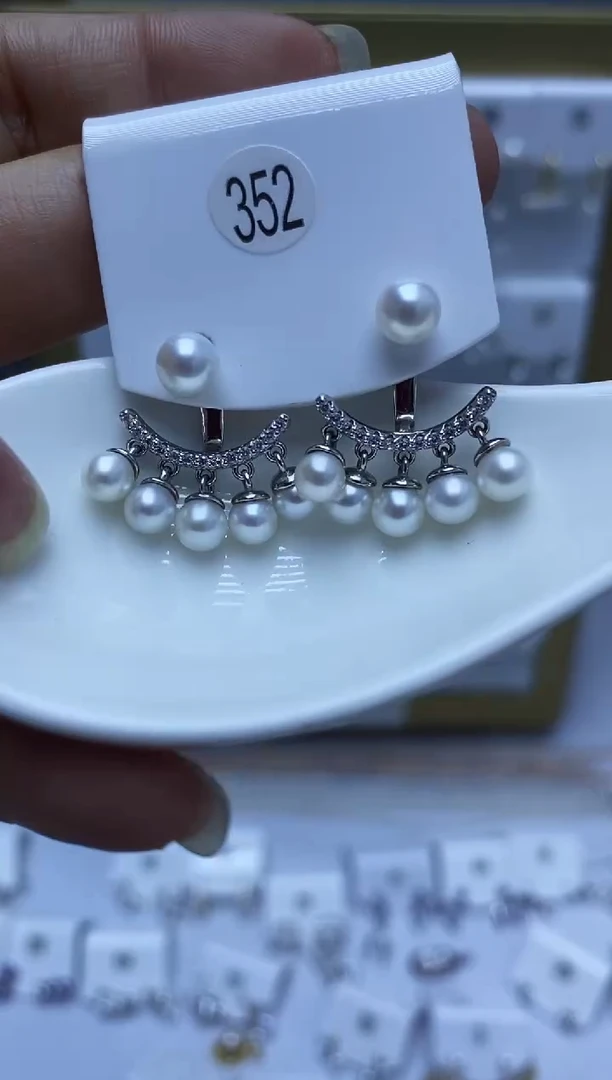 银S925镶嵌耳饰淡水珍珠352