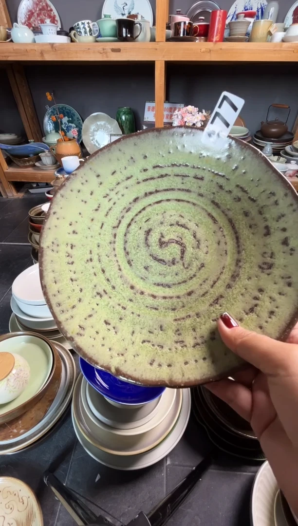 瓷片就*强477绿色陶泥盘