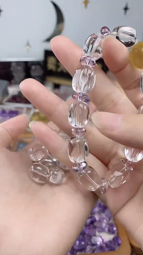 未镶嵌珠宝半成品水晶白水晶糖豆10mm一个