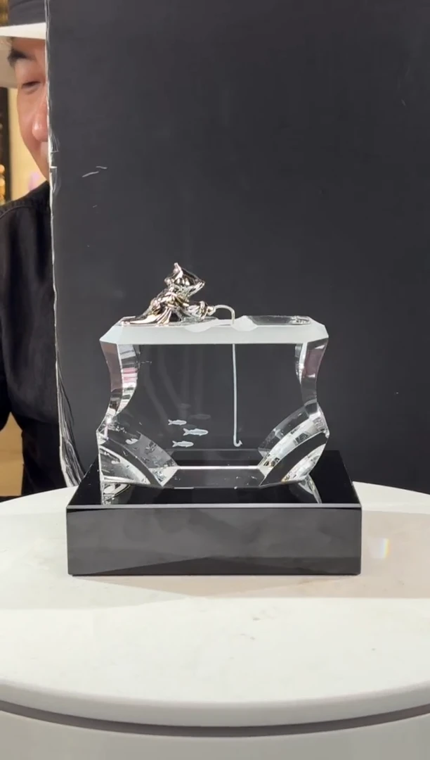 摆件极地生活-钓鱼艺术摆件+160*140黑色底座