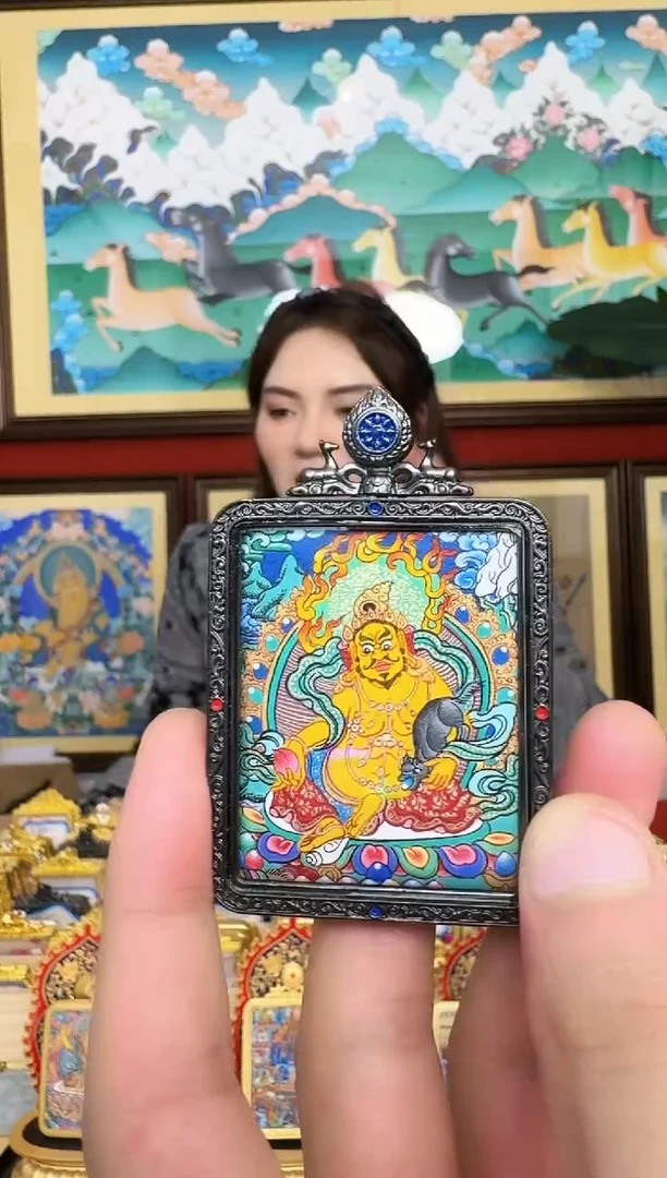 吊坠黄财神-热贡纯手绘周毛