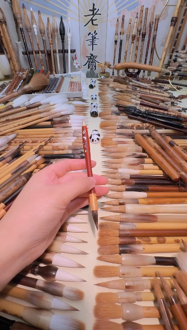 双十二福利 檀木螺钿杆雪兔兼小楷 出峰2.3cm*0.7