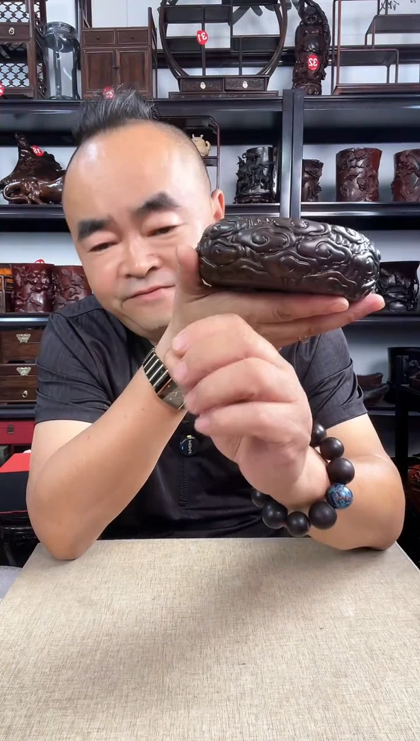 木大云纹圆老李红木工艺品