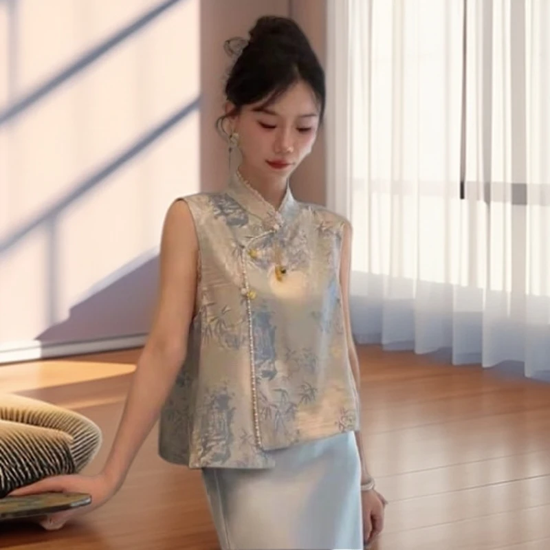 【雅岚女装】时尚洋气显瘦夏季高级感别致新中式国风马重工马夹