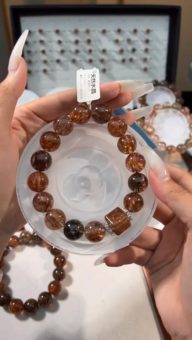 水晶手链未镶嵌冷***菜黑金超七14+