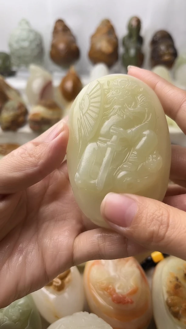 石材古青石棉纹正常不退换钟馗