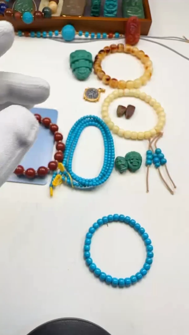 裸石蜜蜡18K金镶嵌贝*～手串手串