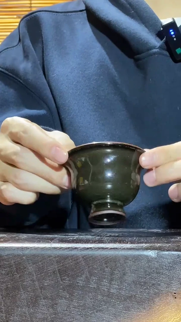 【山隐青瓷】龙窑柴烧杯子  微瑕铁胎高足