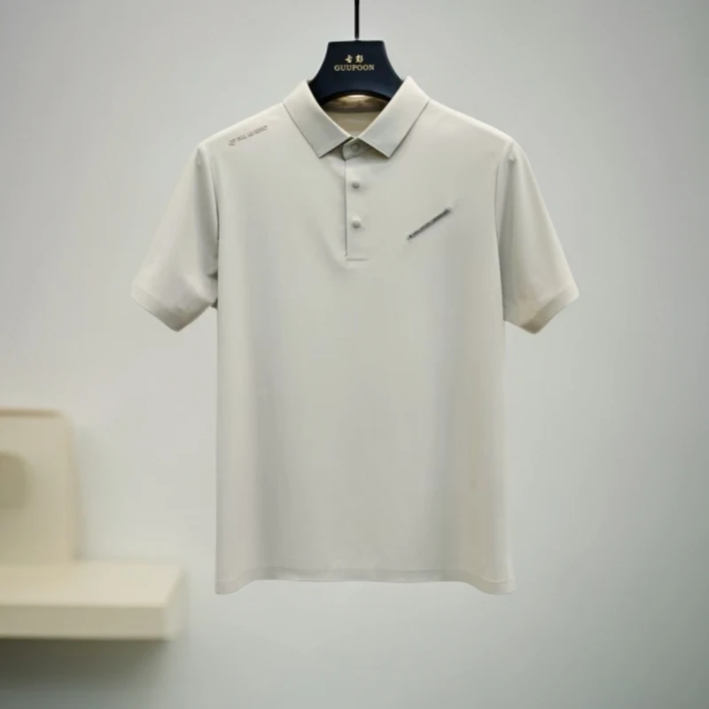 【速干T恤2506】男士品牌原单轻奢城市户外速干翻领无痕短袖T恤