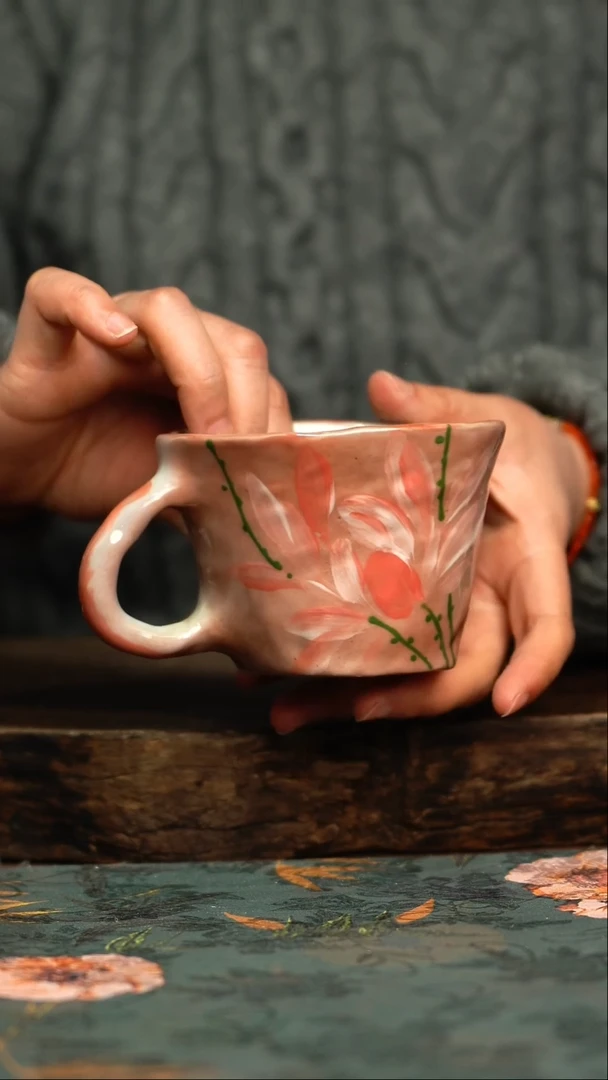 【闪购商品】杯釉下彩手工手绘同款陶器