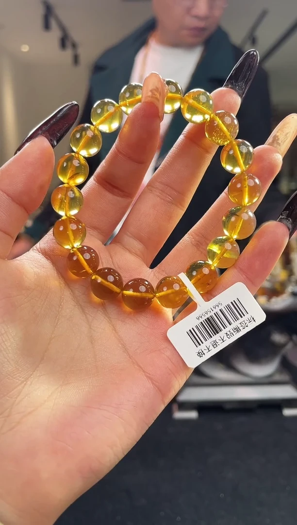 琥珀颈饰未镶嵌缅甸琥珀黄茶特色珀手串