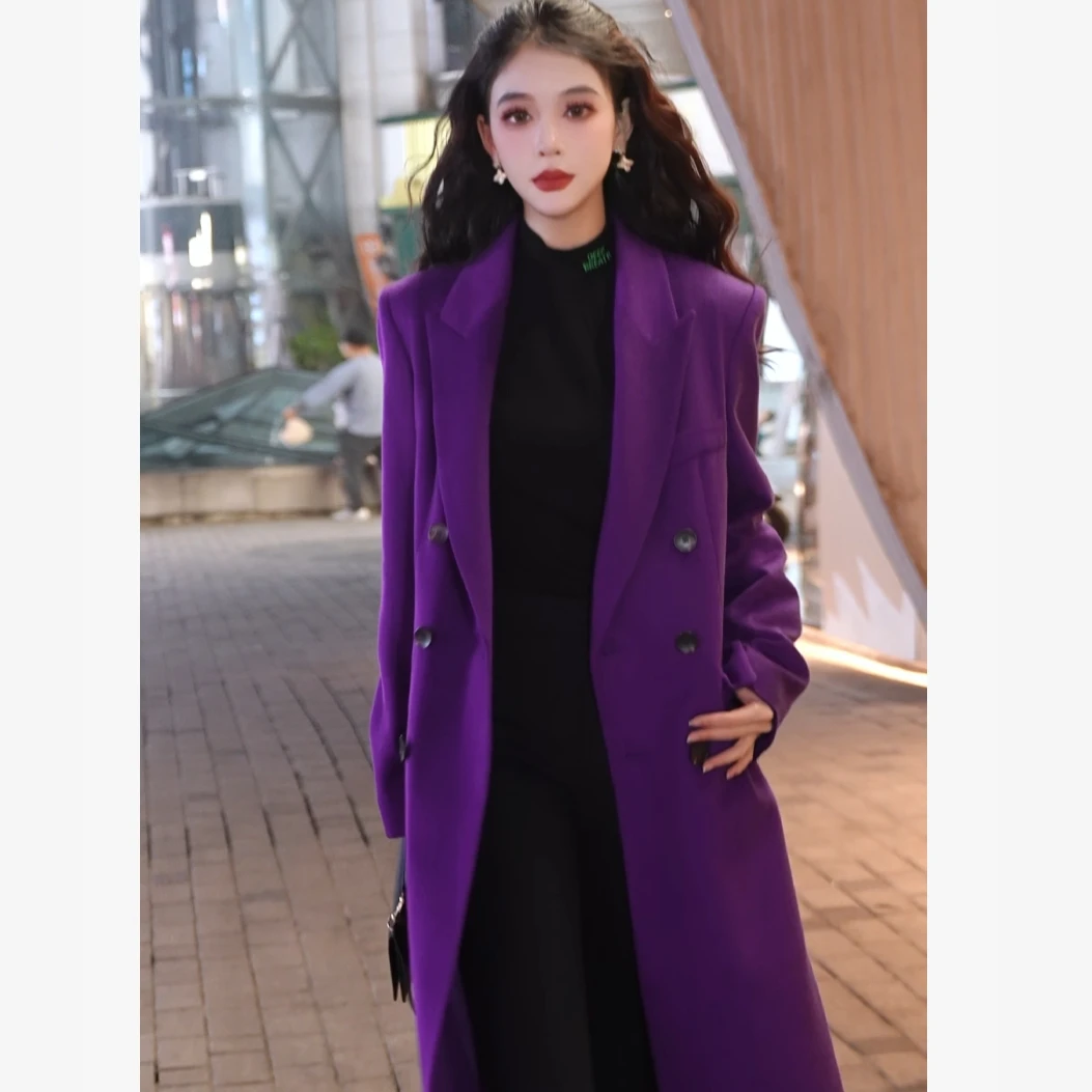 AMASS/阿玛施秋冬新款气质穿搭时尚毛呢翻领轻奢羊绒大衣5400810