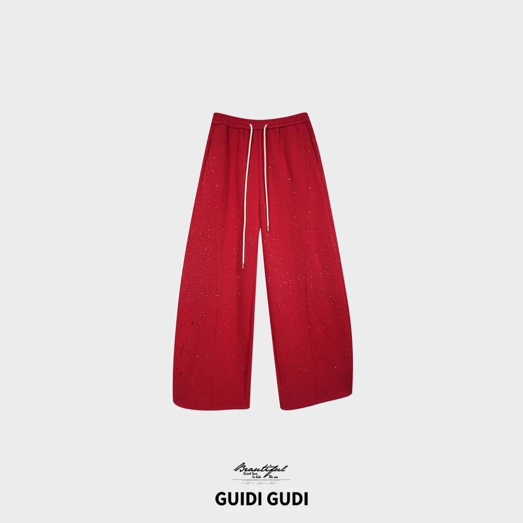 GUIDIGUDI【三生烟火】时尚休闲风设计款阔腿休闲裤阔腿裤/黄加蓝