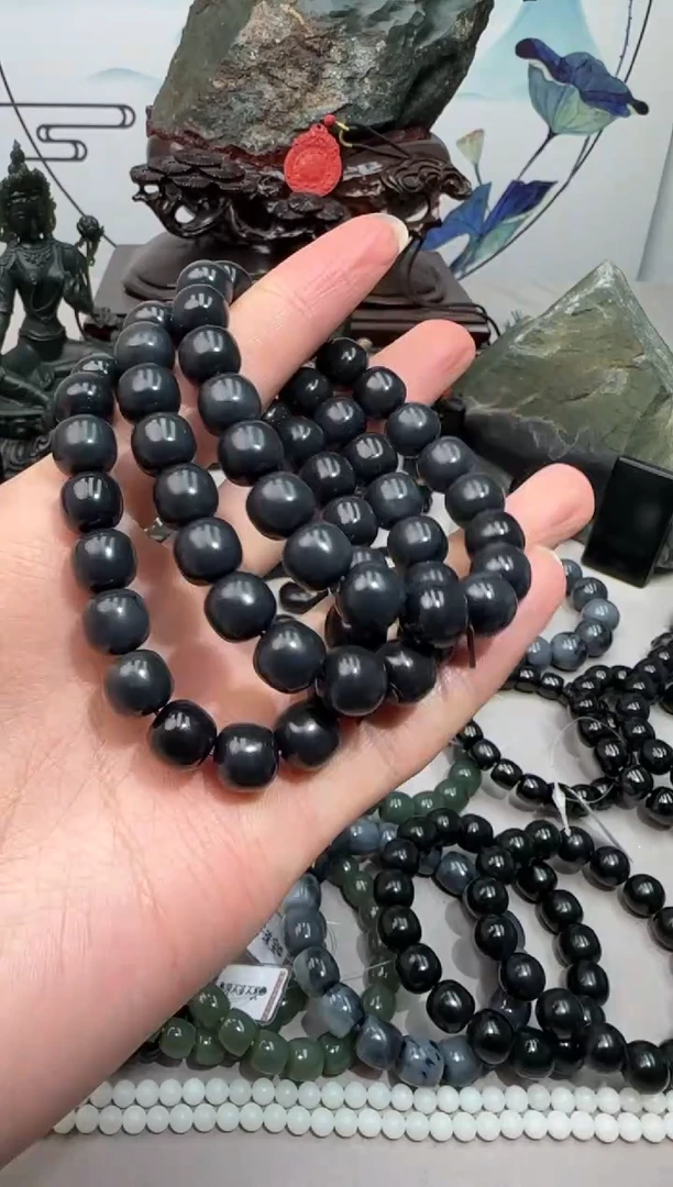 【闪购商品】和田玉新疆墨玉9*10老型手串未镶嵌和田玉