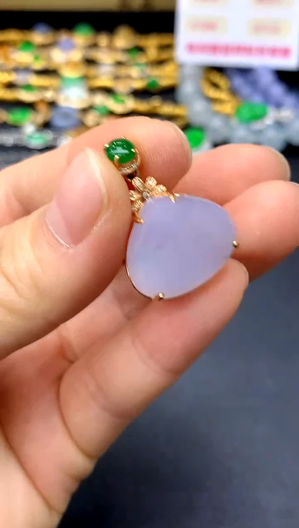 颈饰18K金镶嵌翡翠191-中国好珍宝