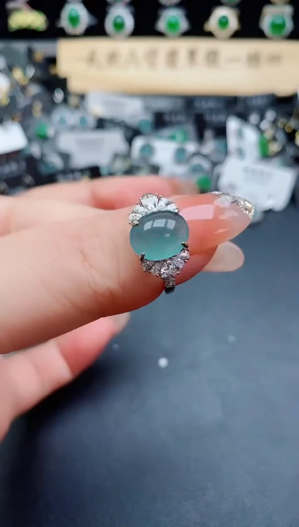 银S925镶嵌戒指翡翠805