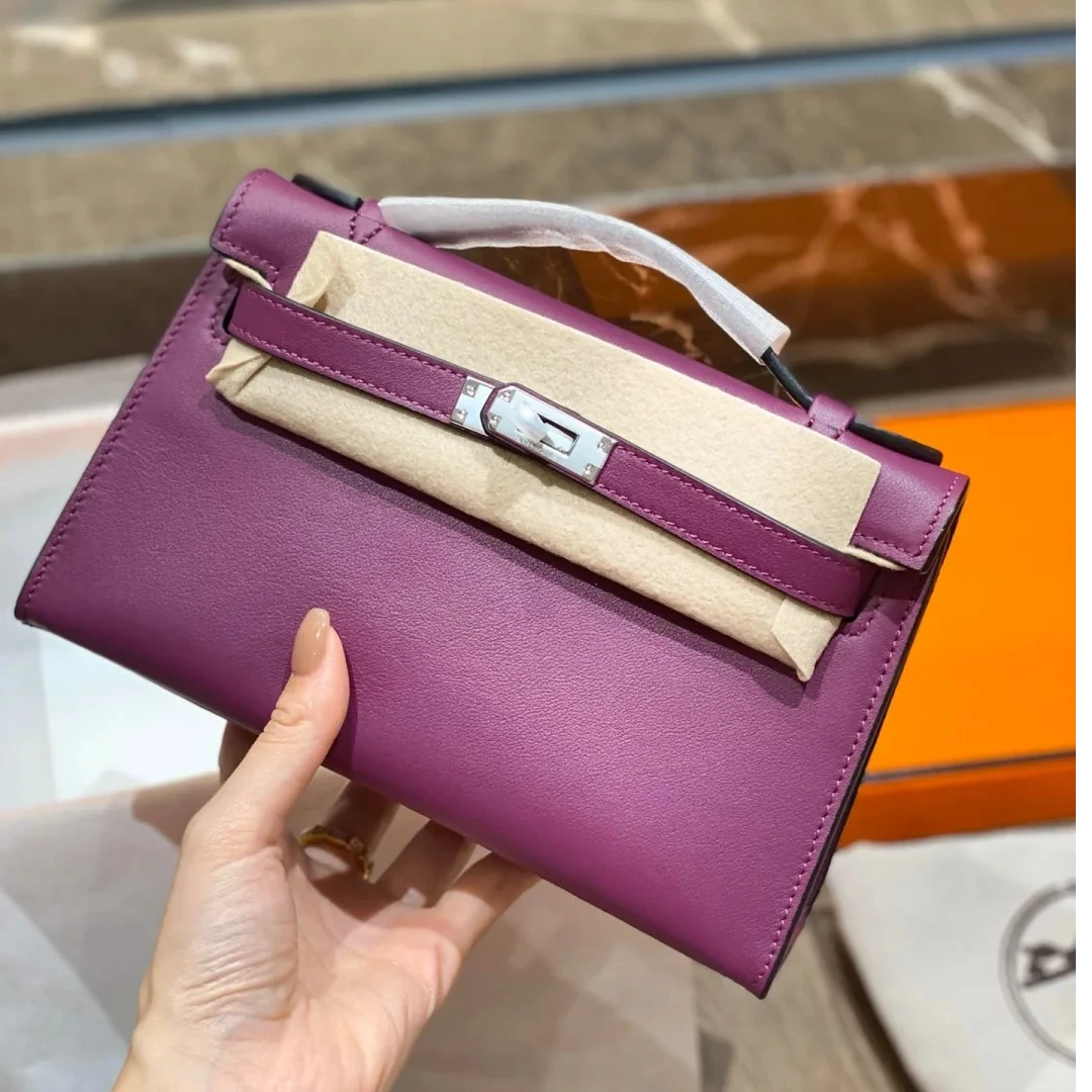 未使用 Hermes/爱马仕 小花Jerry6.15KELLY 一代 海葵紫 Y刻包