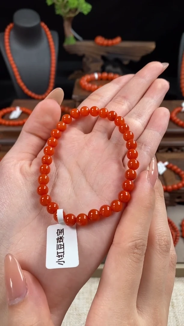 【闪购商品】南红玛瑙手串未镶嵌柿子红6mm+