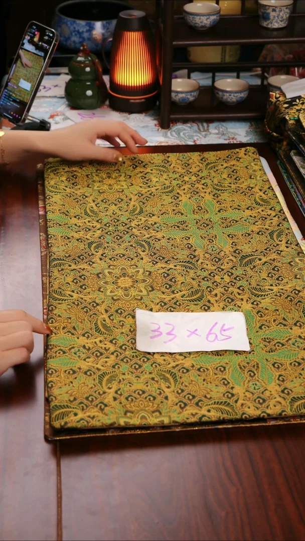 【福利彩麟宝相花双面】中国风干泡织锦茶席33*65