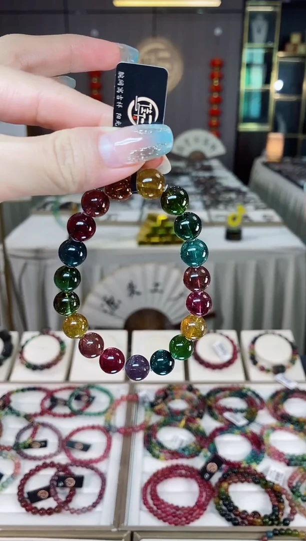 未镶嵌老矿碧玺彩虹单圈手串10mm+碧玺多样性发货一条mz