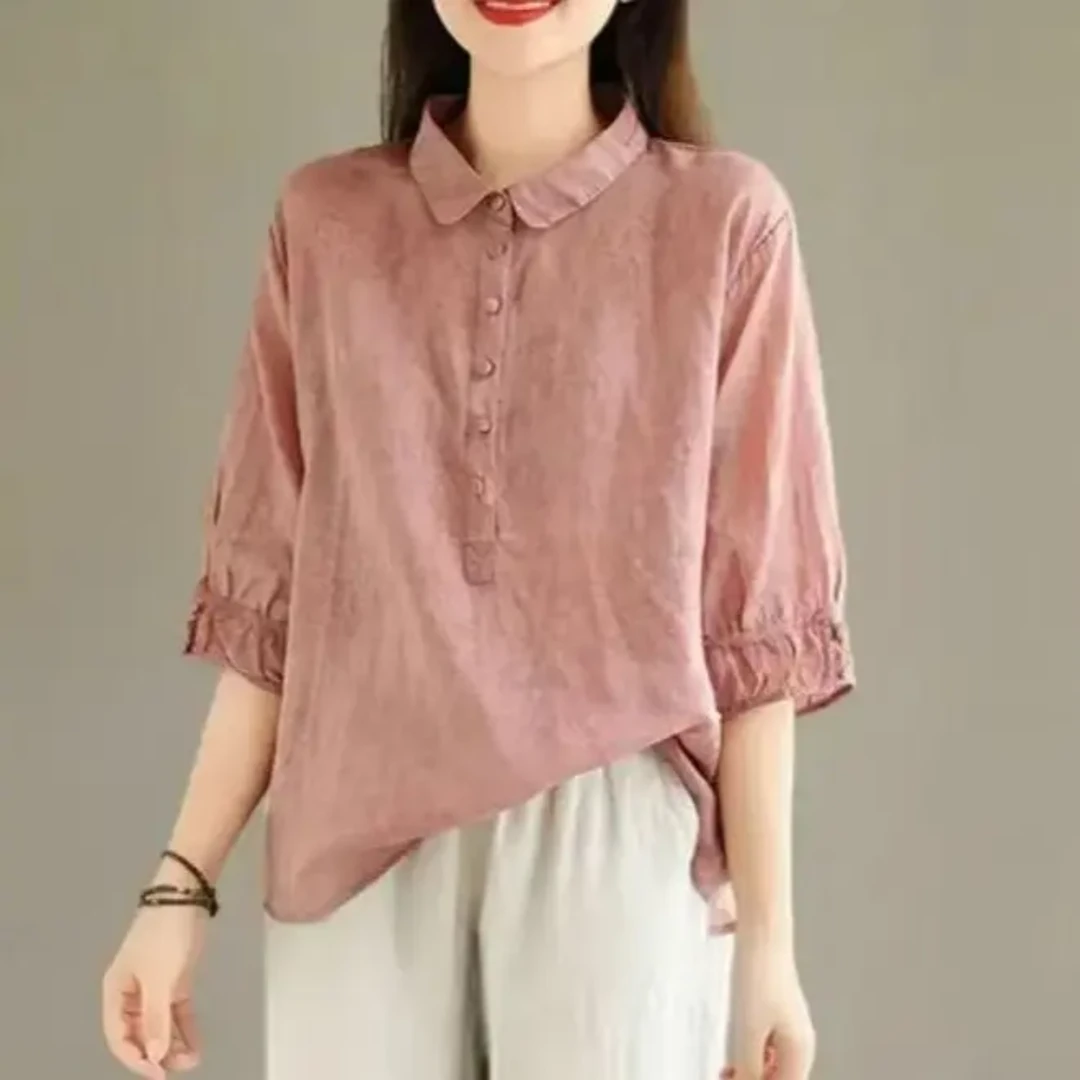 【现货+运费险】2025夏季薄款女复古国风多彩遮肚显瘦小衫上衣韩系