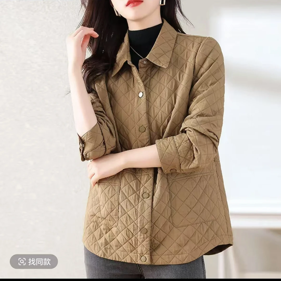 8019新款格纹翻领外套新款气质时尚简约通勤潮流百搭女装新仓库