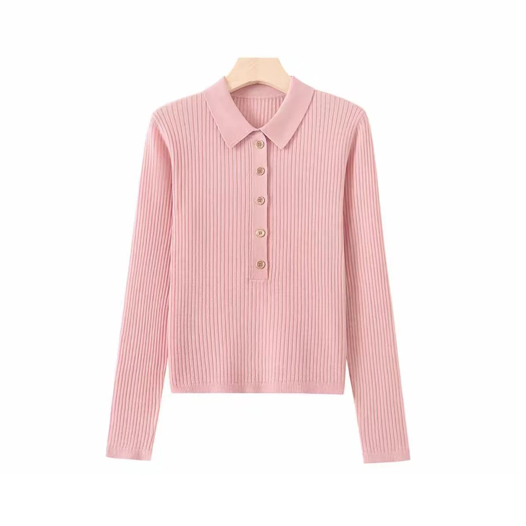 洋气时尚休闲针织衫2025秋冬新款妈妈装POLO领上衣显瘦百搭毛衣女