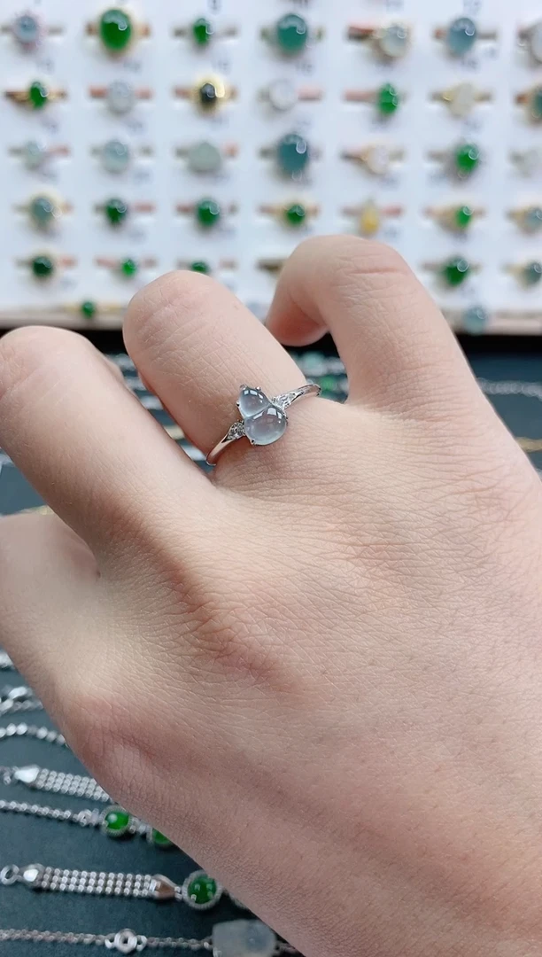 银S925镶嵌戒指翡翠天然翡翠