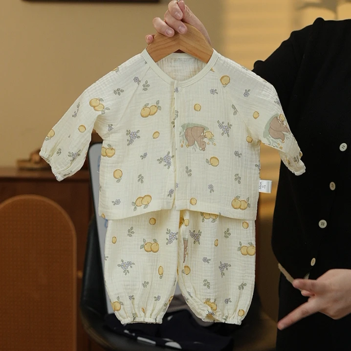 【松鼠绉布】长袖长裤套装男童女童