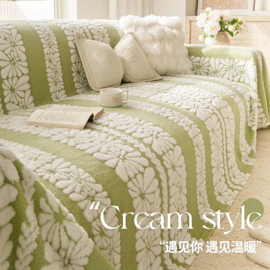 虹原风尚毛绒沙发盖布防猫抓轻奢高级感2025年新款沙发巾套罩毯垫