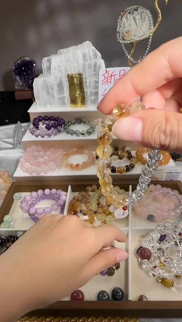 未镶嵌手链水晶设计师原创黄白混搭手串