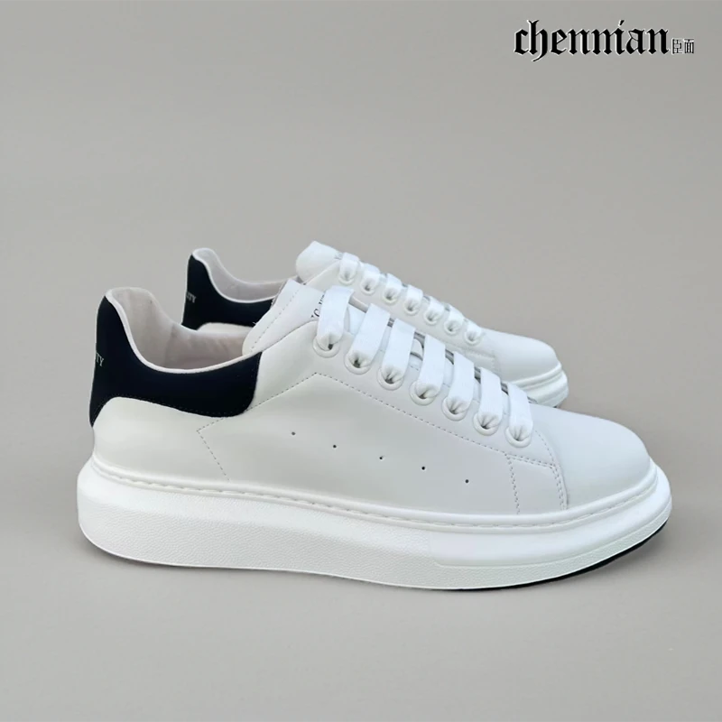 男鞋2025新款爆款男式休闲鞋子运动拼色真皮厚底松糕小白鞋低帮