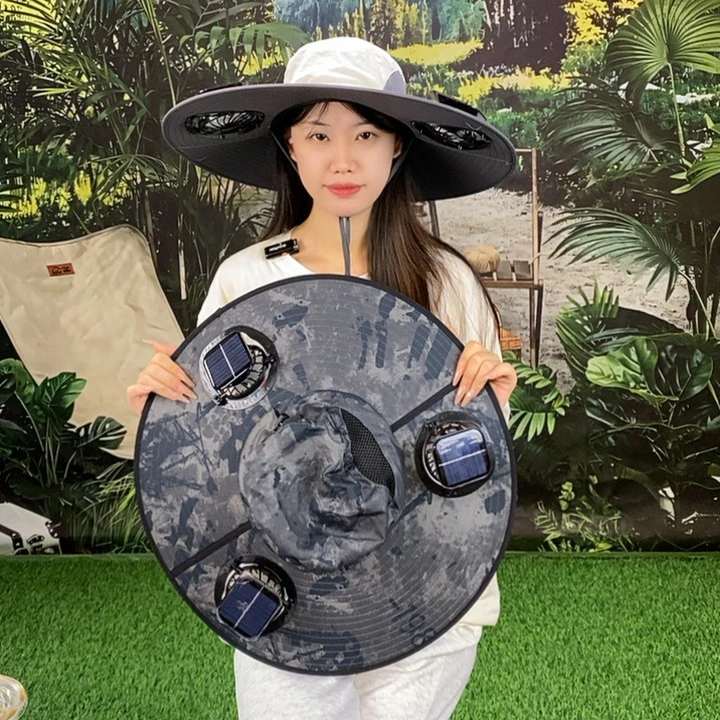 【正品3.0三风扇】太阳能风扇帽钓鱼户外夏季透气