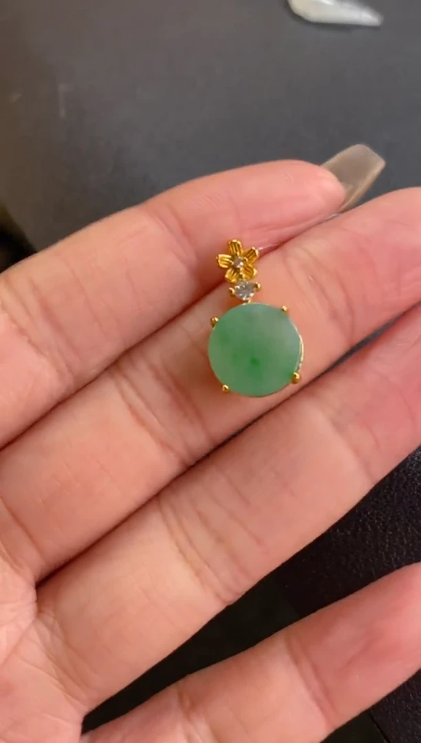 颈饰银S925镶嵌翡翠净货17353