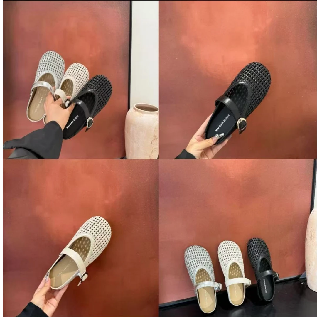 【拍大一码】2025新款夏季气女外穿舒适透气镂空百搭包头半拖鞋