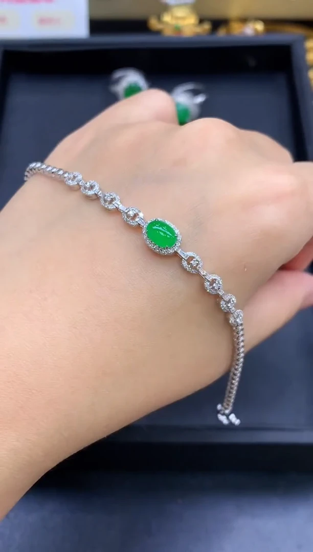 18K金镶嵌手链翡翠773-中国好珍宝