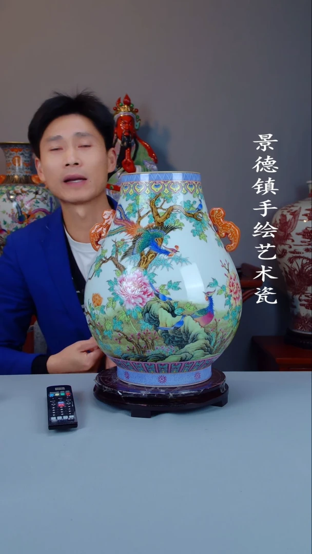 瓶陶景德镇手工手绘陶瓷摆件37