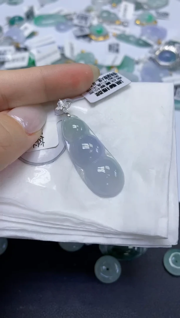 颈饰18K金镶嵌翡翠天然缅甸翡翠A货百元以上9元证书费自理