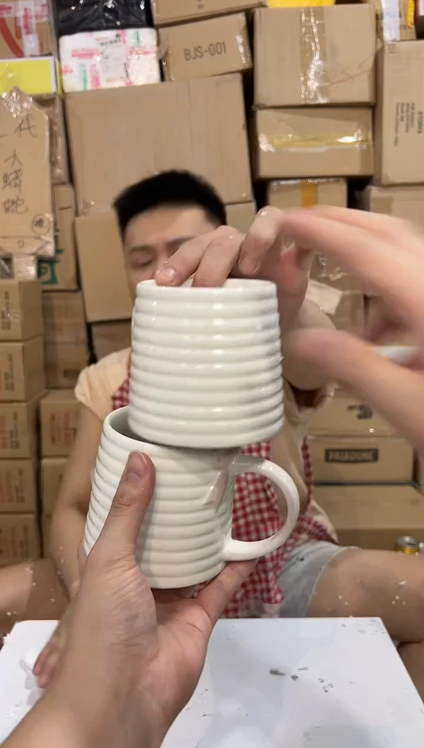 瓷片白色蝴蝶结水杯2件套