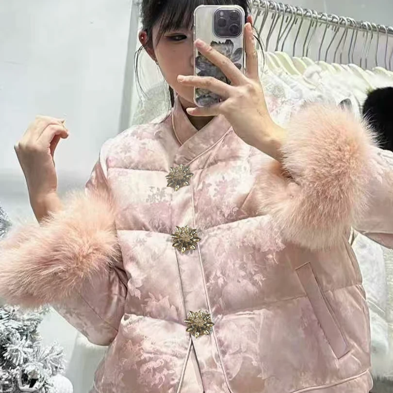 jx【繁华似锦】轻奢高品质方扣设计气质冬季新中式高级感提花外套