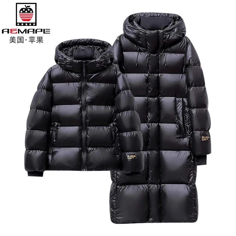 美国苹果高端黑金羽绒服男女潮牌短款面包鸭绒服短款冬季加厚外套